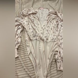 Roses in Silk Ivory Floral Wrap Bodysuit